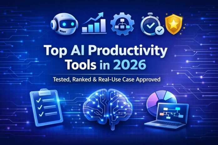 Top AI productivity tools in 2026 tested and ranked by real use cases, featuring smart automation apps, AI workflow software, and task management tools.