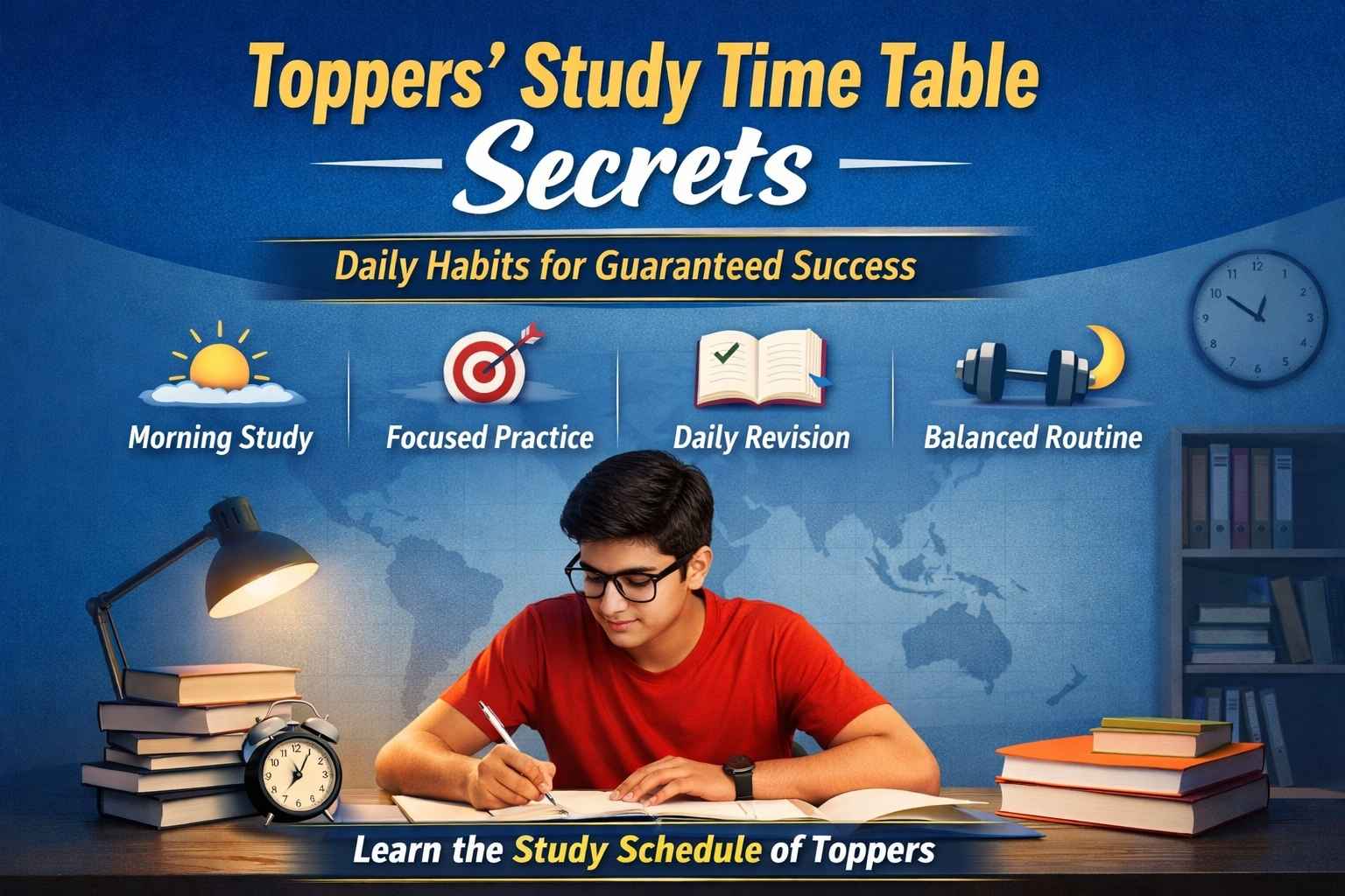 a topper following a daily study time table with focused sessions, revision, and balanced routine for consistent success.